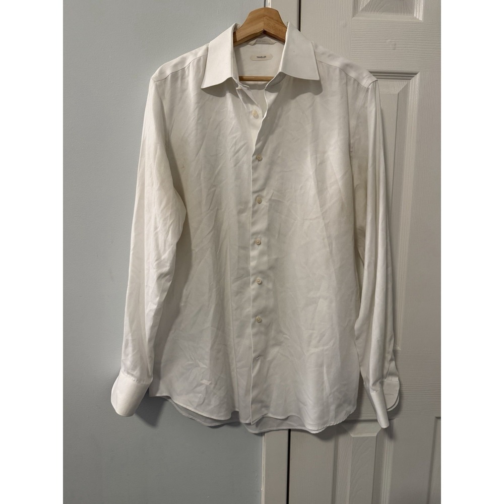 Suitsupply White Traveller Long Sleeve Button Down Shirt Slim Fit 42 - 16.5